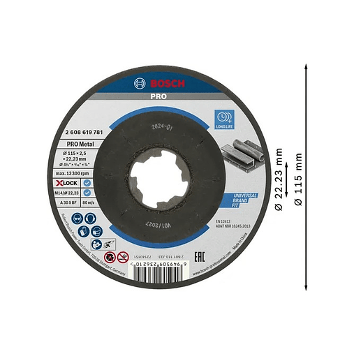 Disco abrasivo Ø115mm colado PRO Metal BOSCH 2
