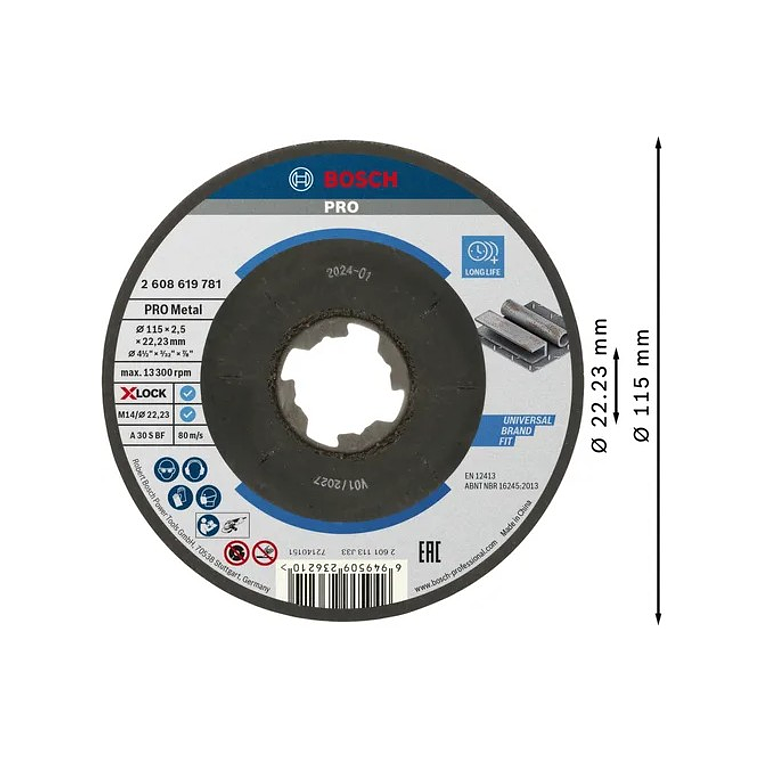 Disco abrasivo Ø115mm colado PRO Metal BOSCH 2