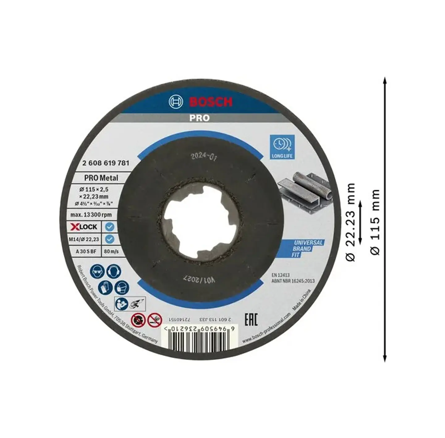 Disco abrasivo Ø115mm colado PRO Metal BOSCH 2