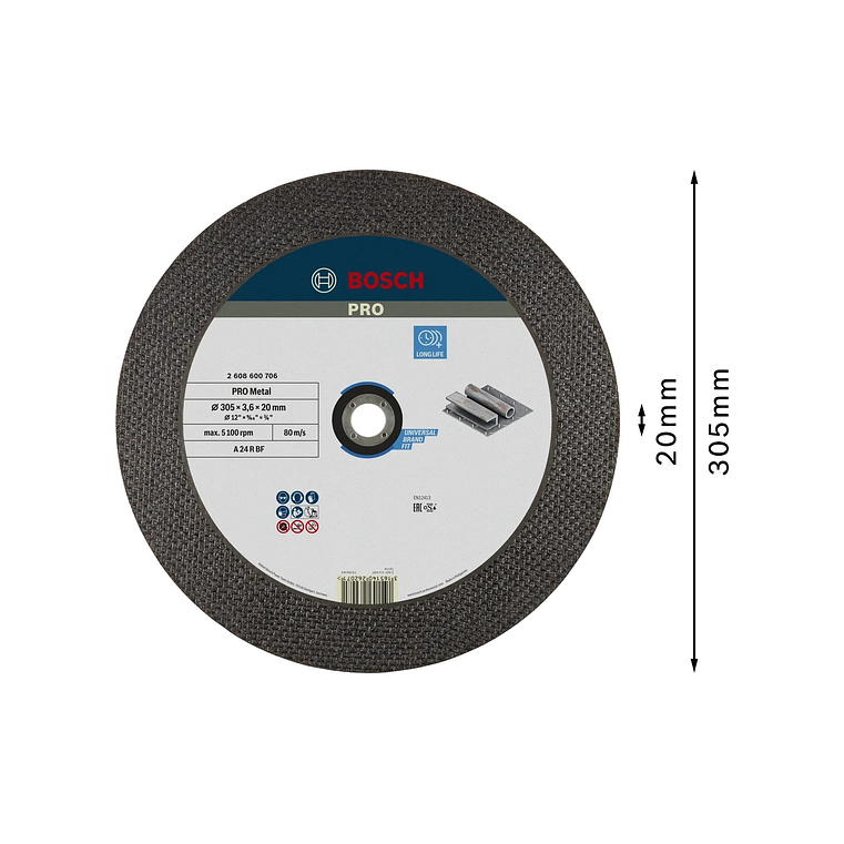 Disco abrasivo Ø305mm colado PRO Metal BOSCH  2