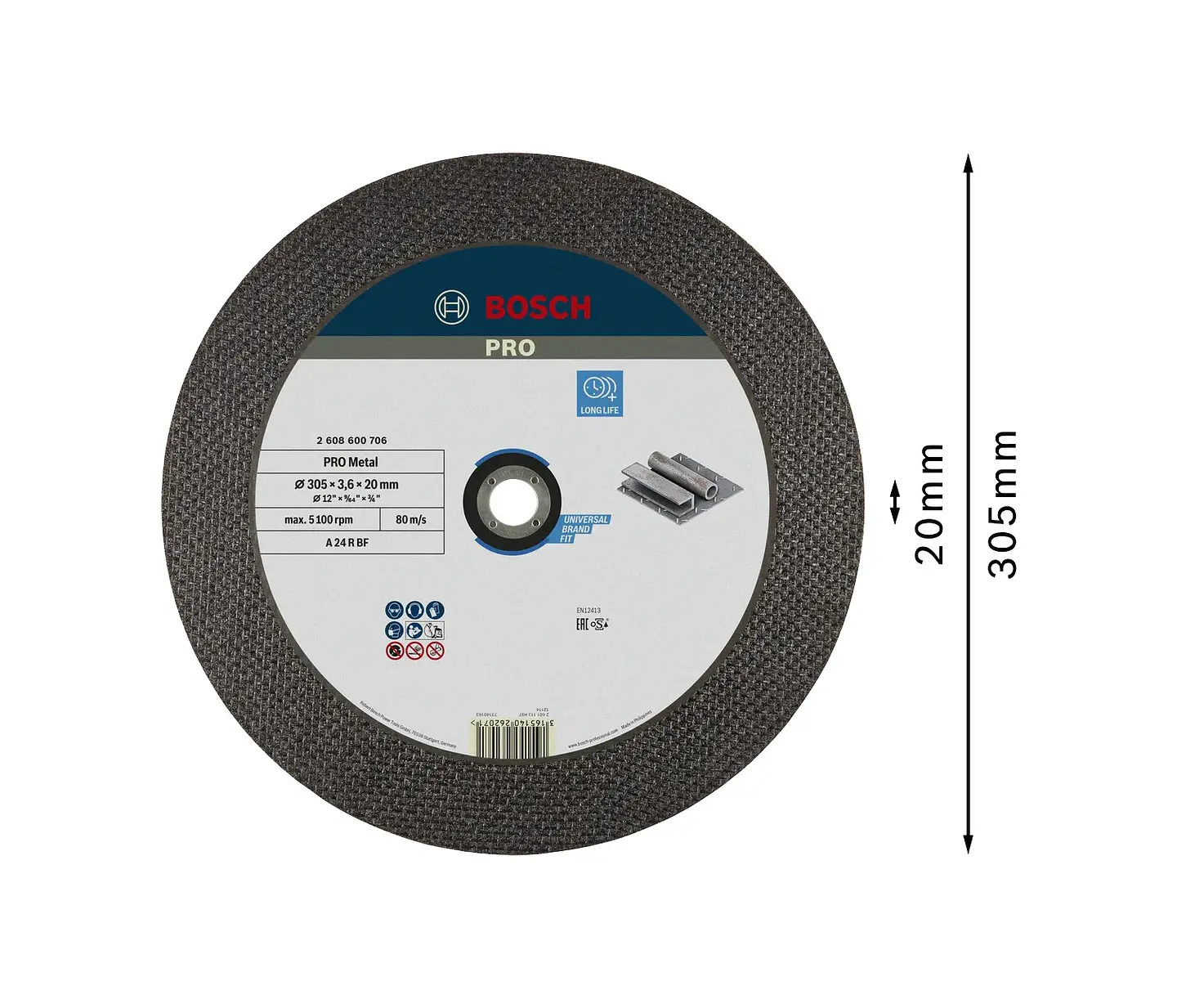 Disco abrasivo Ø305mm colado PRO Metal BOSCH  2