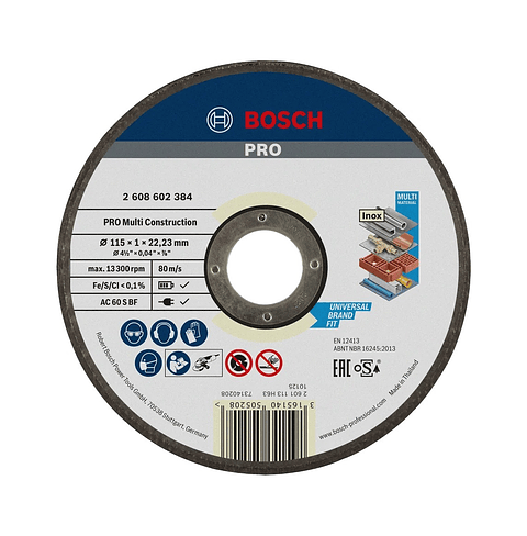 Disco abrasivo Ø115mm PRO Multi Construction colado BOSCH 