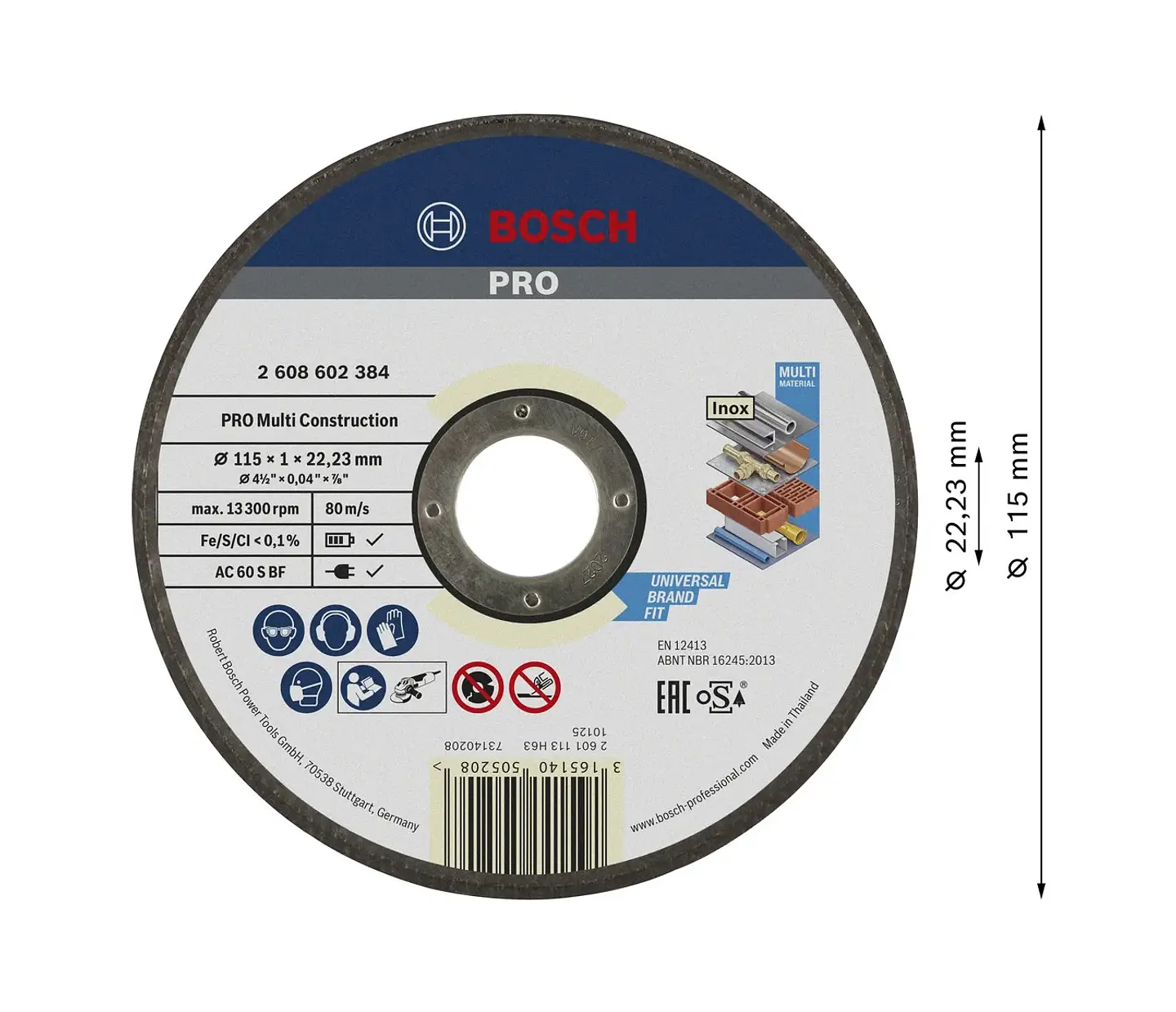 Disco abrasivo Ø115mm PRO Multi Construction colado BOSCH  2