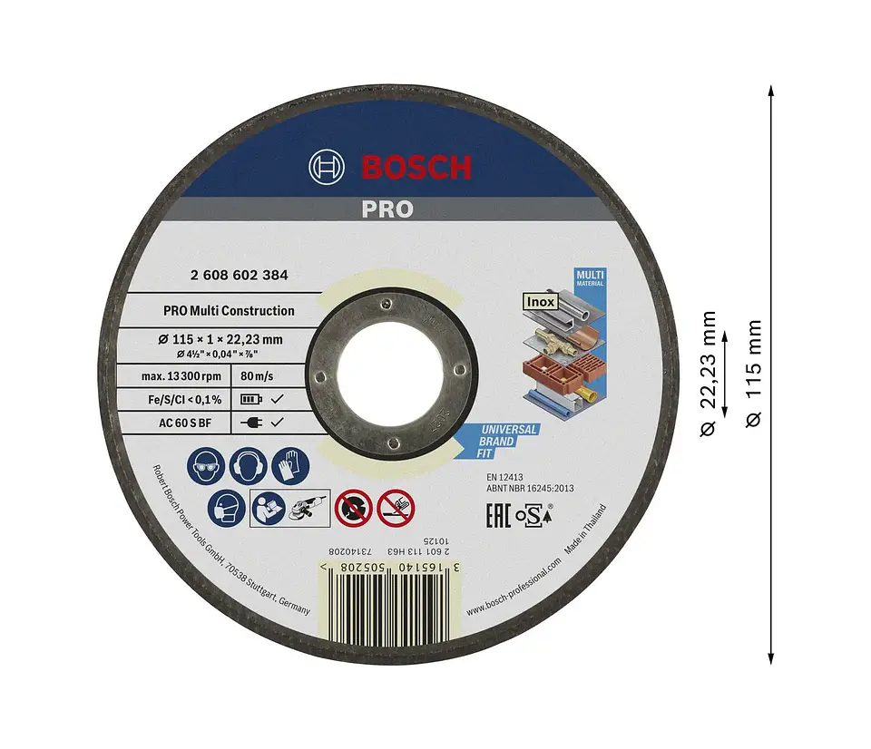 Disco abrasivo Ø115mm PRO Multi Construction colado BOSCH  2