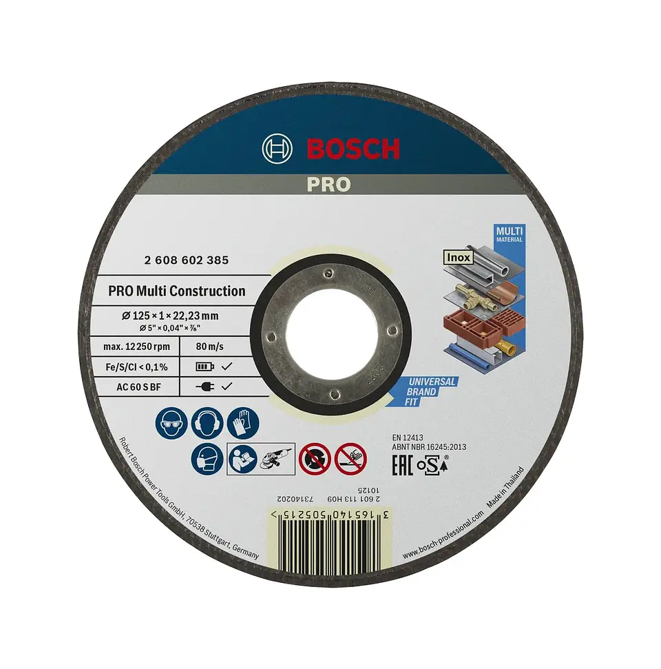 Disco abrasivo Ø125mm PRO Multi Construction colado BOSCH 1
