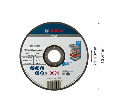 Disco abrasivo Ø125mm PRO Multi Construction colado BOSCH