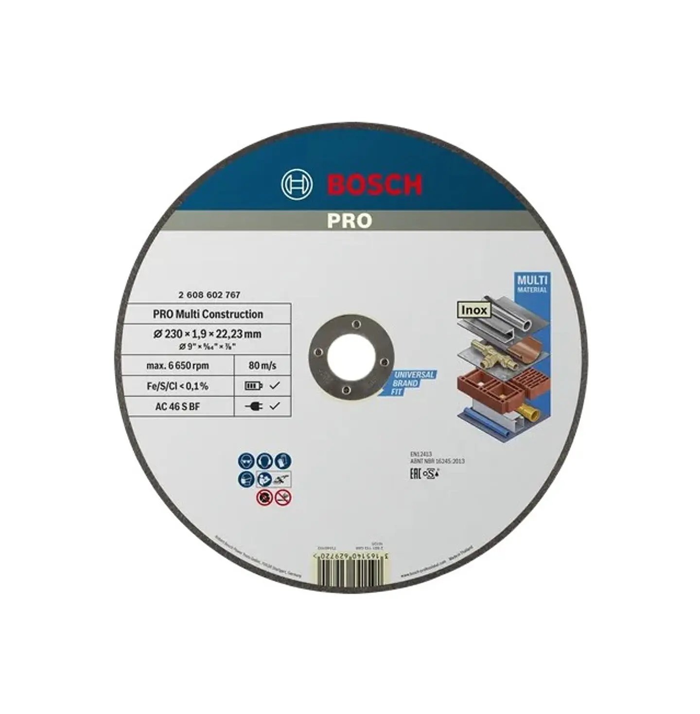 Disco abrasivo Ø230mm PRO Multi Construction colado BOSCH  1