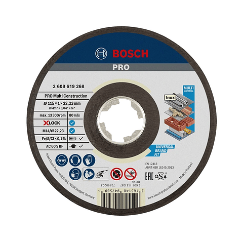 Disco abrasivo Ø115mm PRO Multi Construction colado BOSCH 