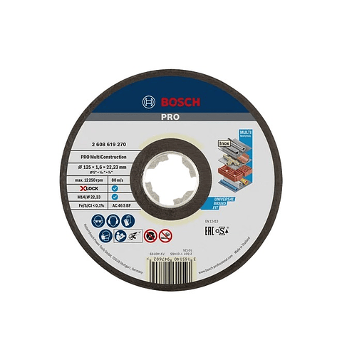 Disco abrasivo Ø125mm PRO Multi Construction colado BOSCH