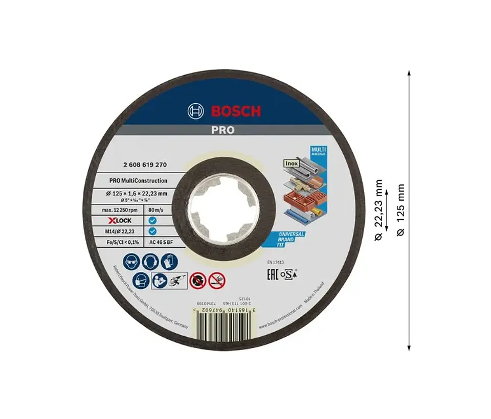 Disco abrasivo Ø125mm PRO Multi Construction colado BOSCH 2