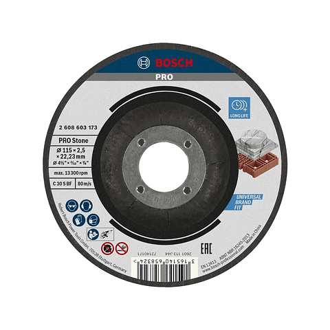 Disco abrasivo Ø115mm colado PRO Stone BOSCH