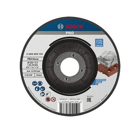 Disco abrasivo Ø125mm colado PRO Stone BOSCH