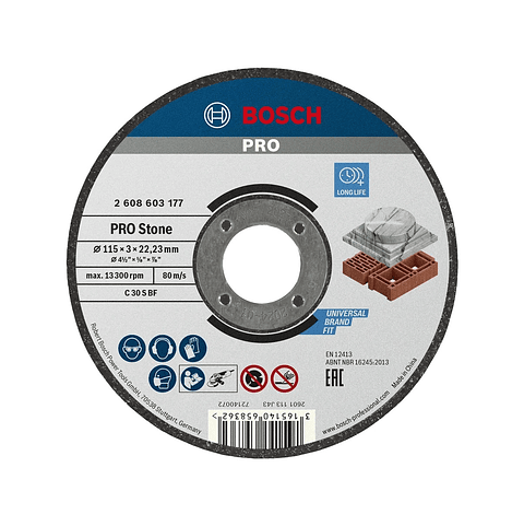 Disco abrasivo Ø115mm colado PRO Stone BOSCH