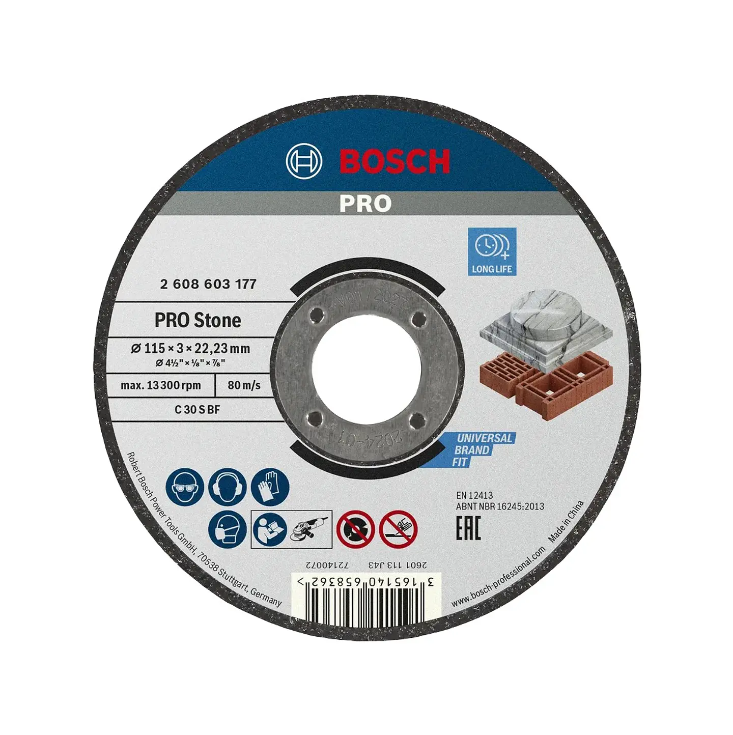 Disco abrasivo Ø115mm colado PRO Stone BOSCH 1