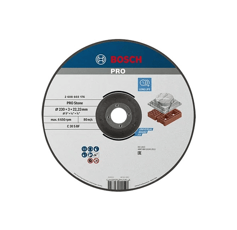 Disco abrasivo Ø230mm colado PRO Stone BOSCH 