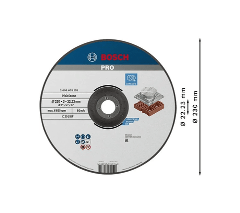 Disco abrasivo Ø230mm colado PRO Stone BOSCH 