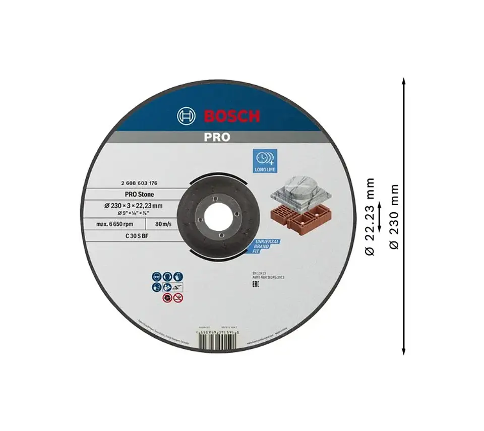 Disco abrasivo Ø230mm colado PRO Stone BOSCH  2