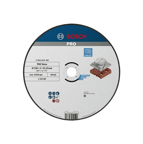Disco abrasivo Ø230mm colado PRO Stone BOSCH