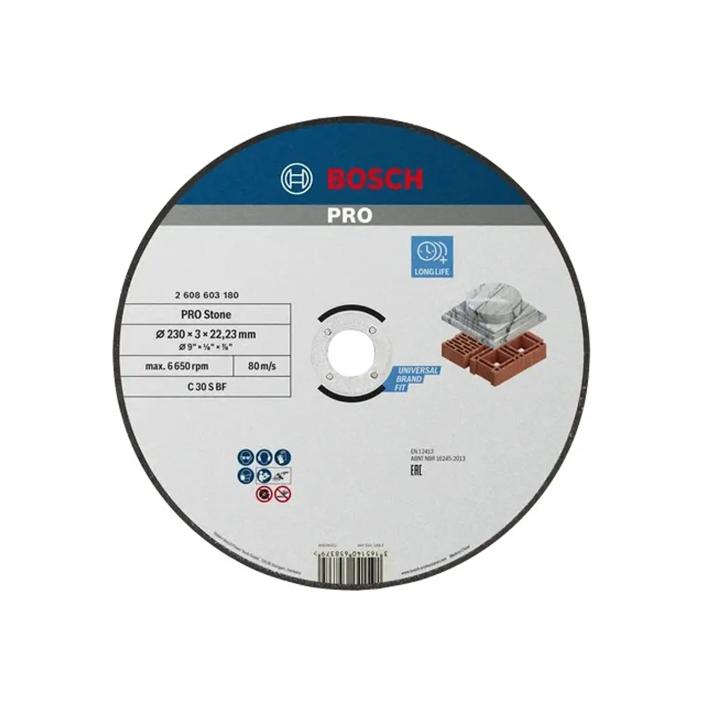 Disco abrasivo Ø230mm colado PRO Stone BOSCH 1