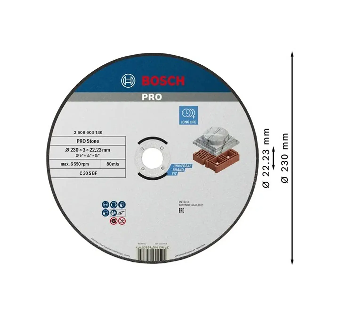 Disco abrasivo Ø230mm colado PRO Stone BOSCH 2