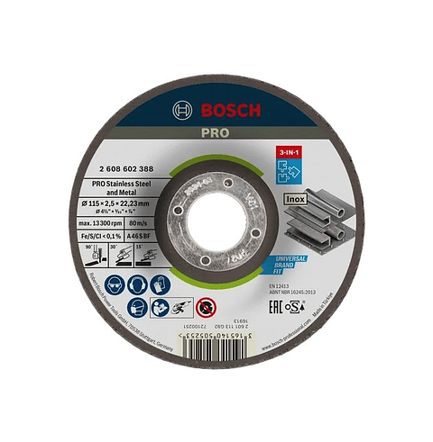 Disco colado 3 em 1 Ø115mm PRO Stainless Steel and Metal BOSCH 