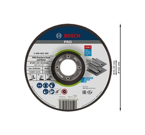 Disco colado 3 em 1 Ø125mm PRO Stainless Steel and Metal BOSCH