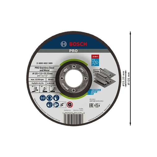 Disco colado 3 em 1 Ø125mm PRO Stainless Steel and Metal BOSCH 2