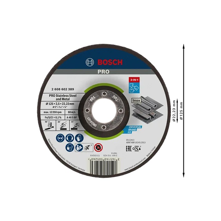 Disco colado 3 em 1 Ø125mm PRO Stainless Steel and Metal BOSCH 2