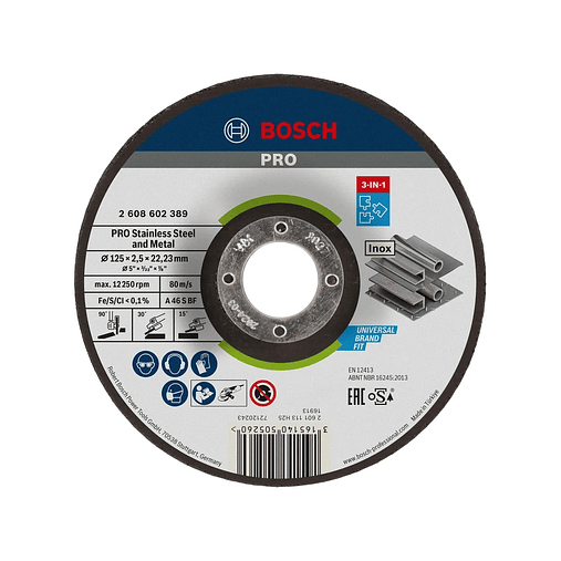 Disco colado 3 em 1 Ø125mm PRO Stainless Steel and Metal BOSCH 1
