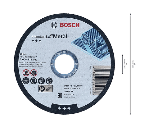 Disco de corte Standard Ø115mm para Metal BOSCH 