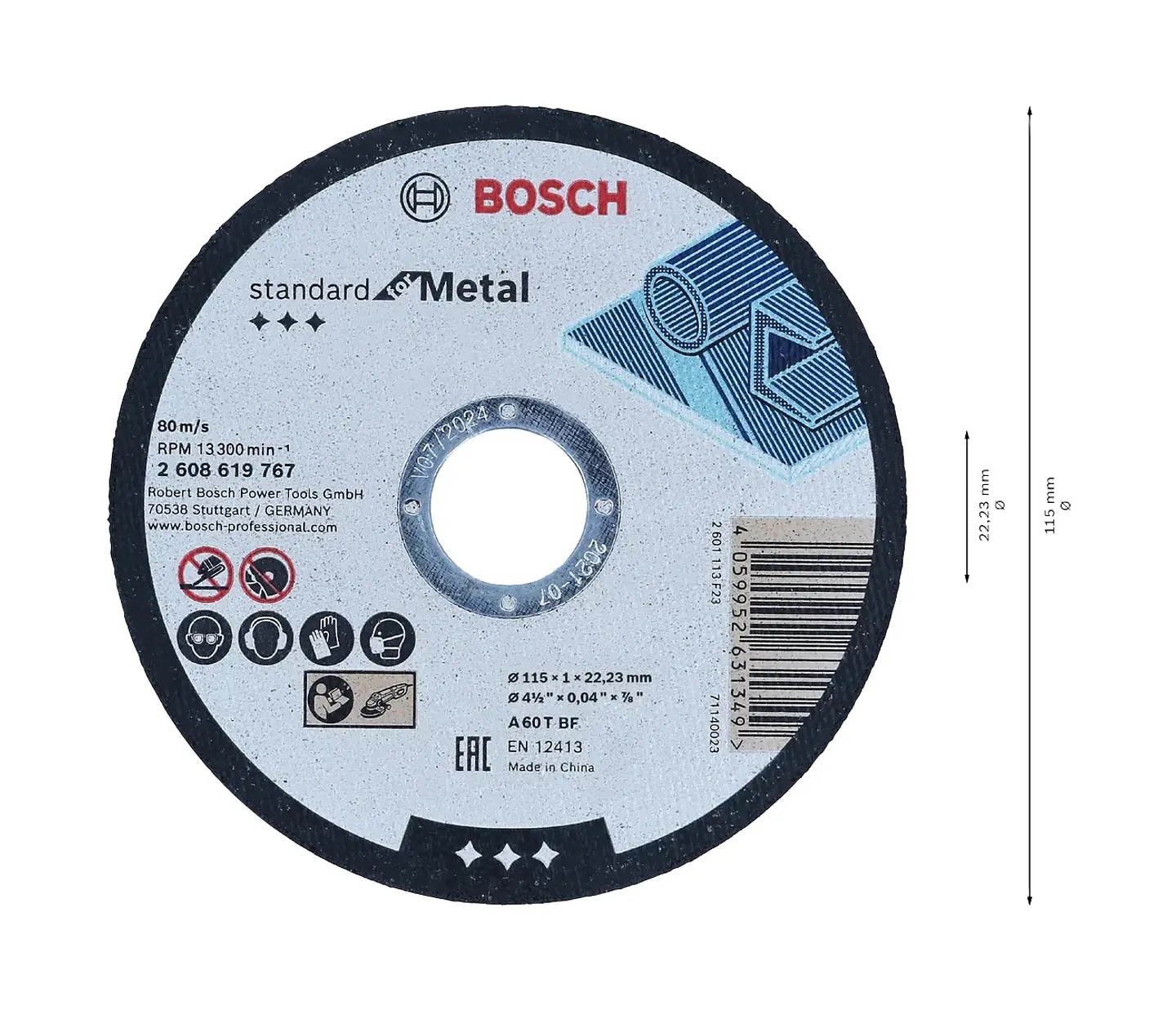 Disco de corte Standard Ø115mm para Metal BOSCH  2