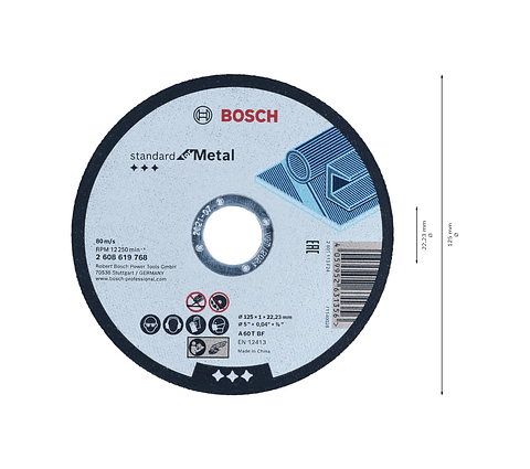 Disco de corte Standard Ø125mm para Metal BOSCH
