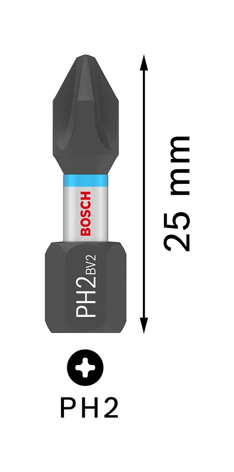 Ponta de aparafusar PRO Impact PH2 x 25mm (25 unids) BOSCH 
