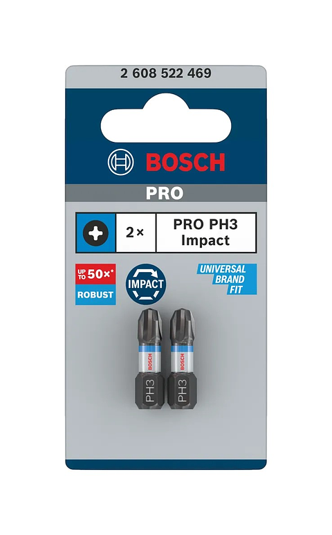 Ponta de aparafusar PRO Impact PH2 x 25mm (2 unids) BOSCH
