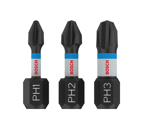Ponta de aparafusar PRO Impact PH1 / PH2 / PH3 x 25mm (3 unids) BOSCH