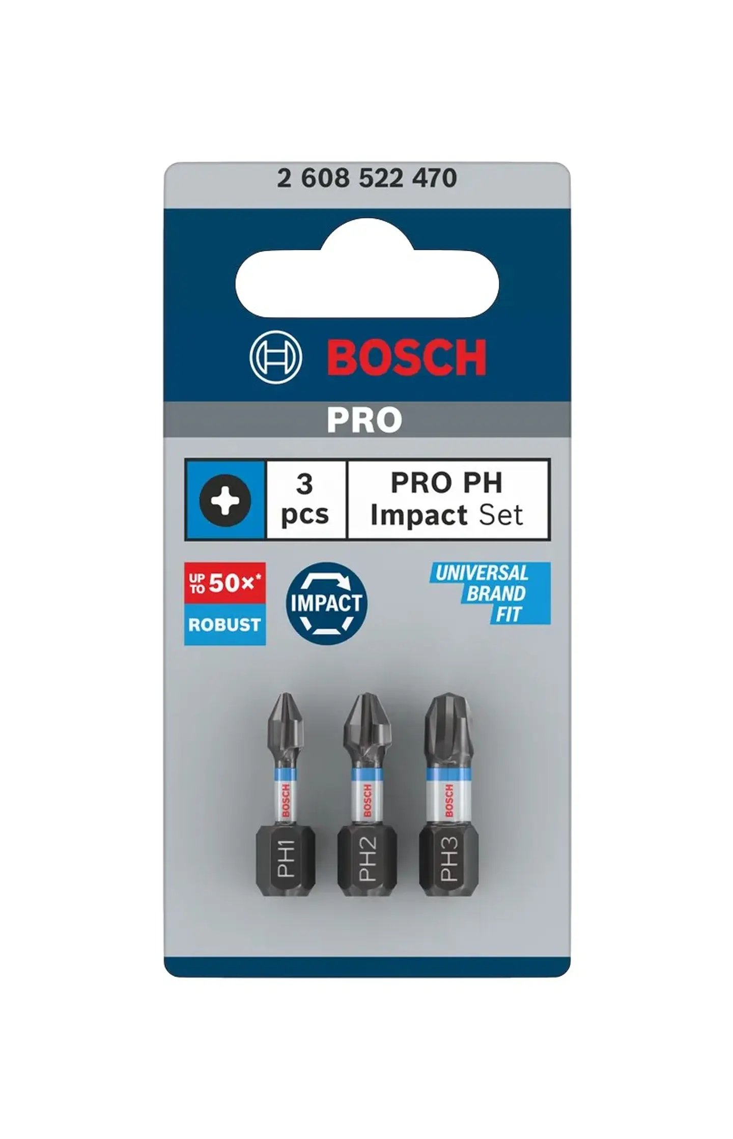 Ponta de aparafusar PRO Impact PH1 / PH2 / PH3 x 25mm (3 unids) BOSCH 3