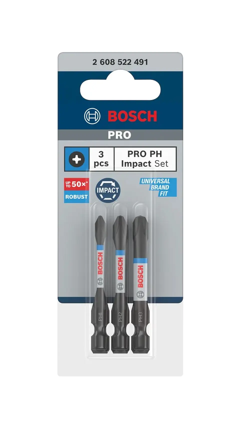 Ponta de aparafusar PRO Impact PH1 / PH2 / PH3 x (3 unids) BOSCH 3