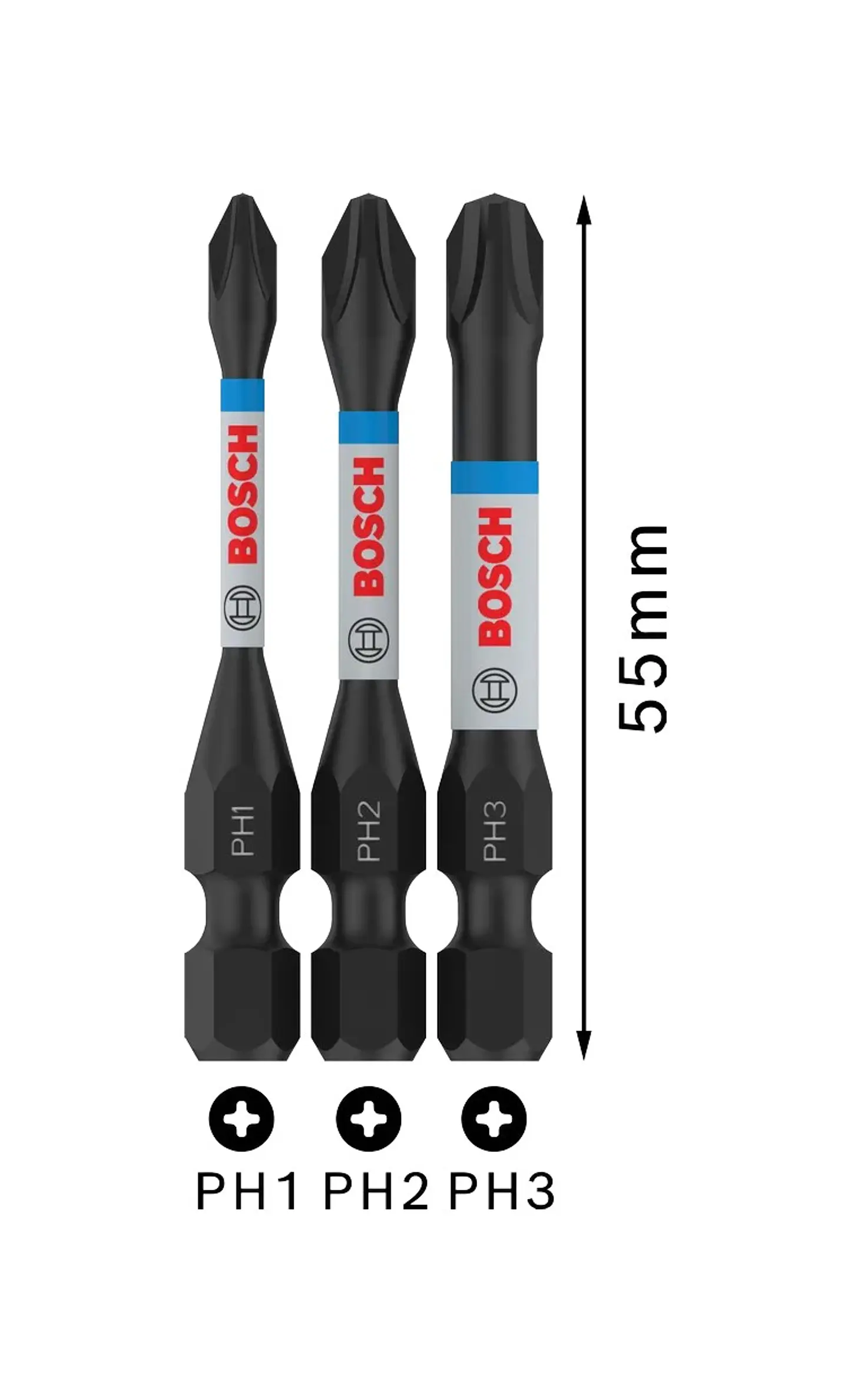 Ponta de aparafusar PRO Impact PH1 / PH2 / PH3 x (3 unids) BOSCH 2