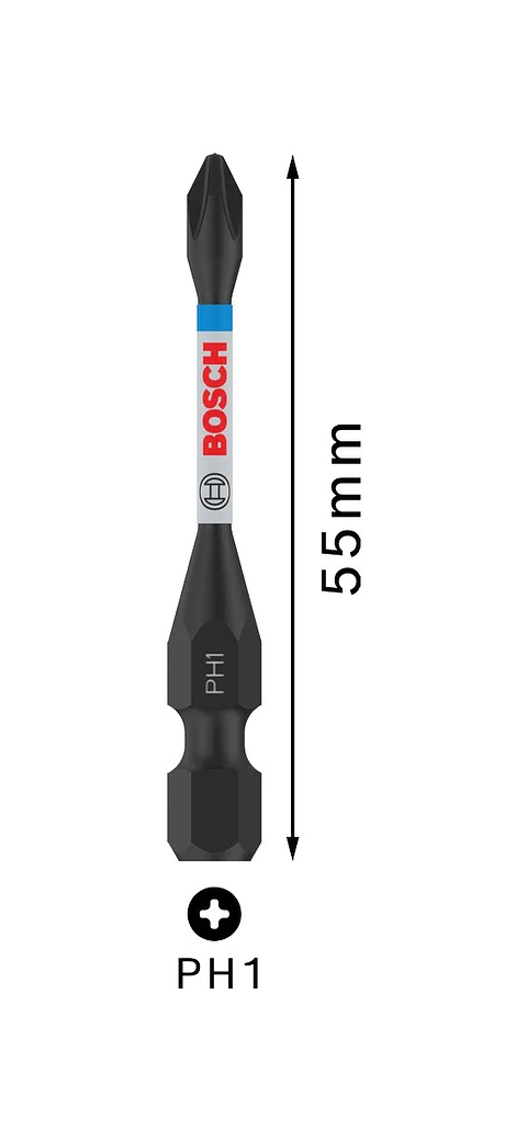 Ponta de aparafusar PRO Impact PH1 x 55mm (2 unids) BOSCH