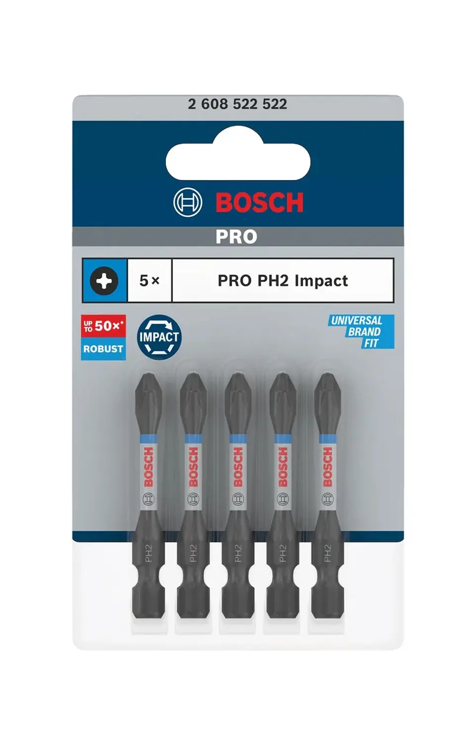 Ponta de aparafusar PRO Impact PH2 x 55mm (5 unids) BOSCH 3