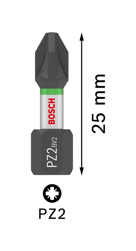 Ponta de aparafusar PRO Impact PZ2 10 x 25mm (25 unids) BOSCH 