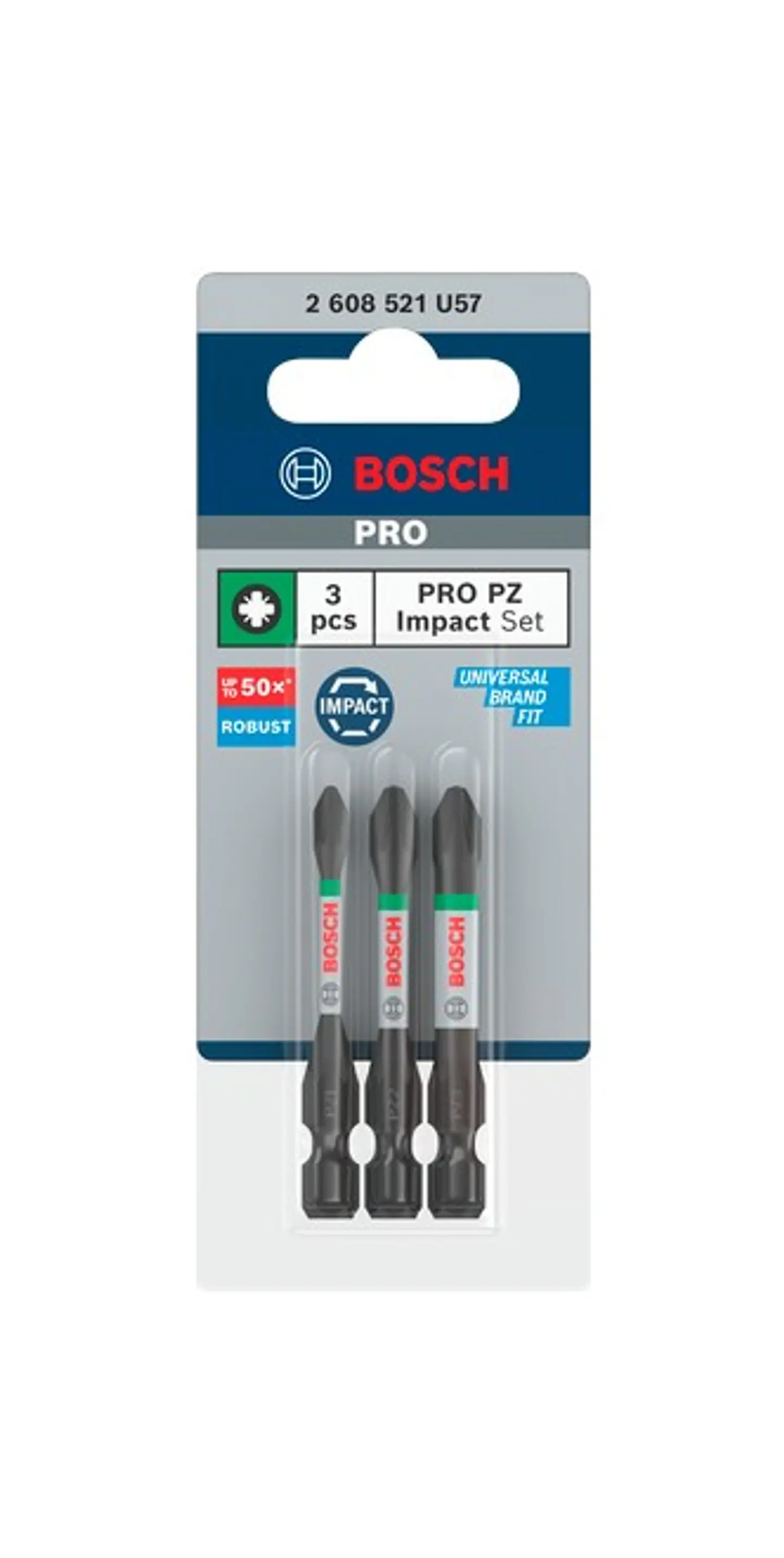 Ponta de aparafusar PRO Impact PZ1 / PZ2 / PZ3 10 x 55mm (3 unids) BOSCH 3