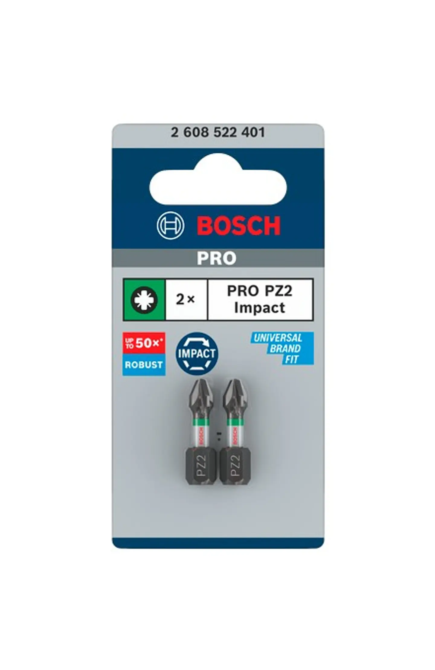 Ponta de aparafusar PRO Impact PZ2 10 x 55mm (2 unids) BOSCH 3