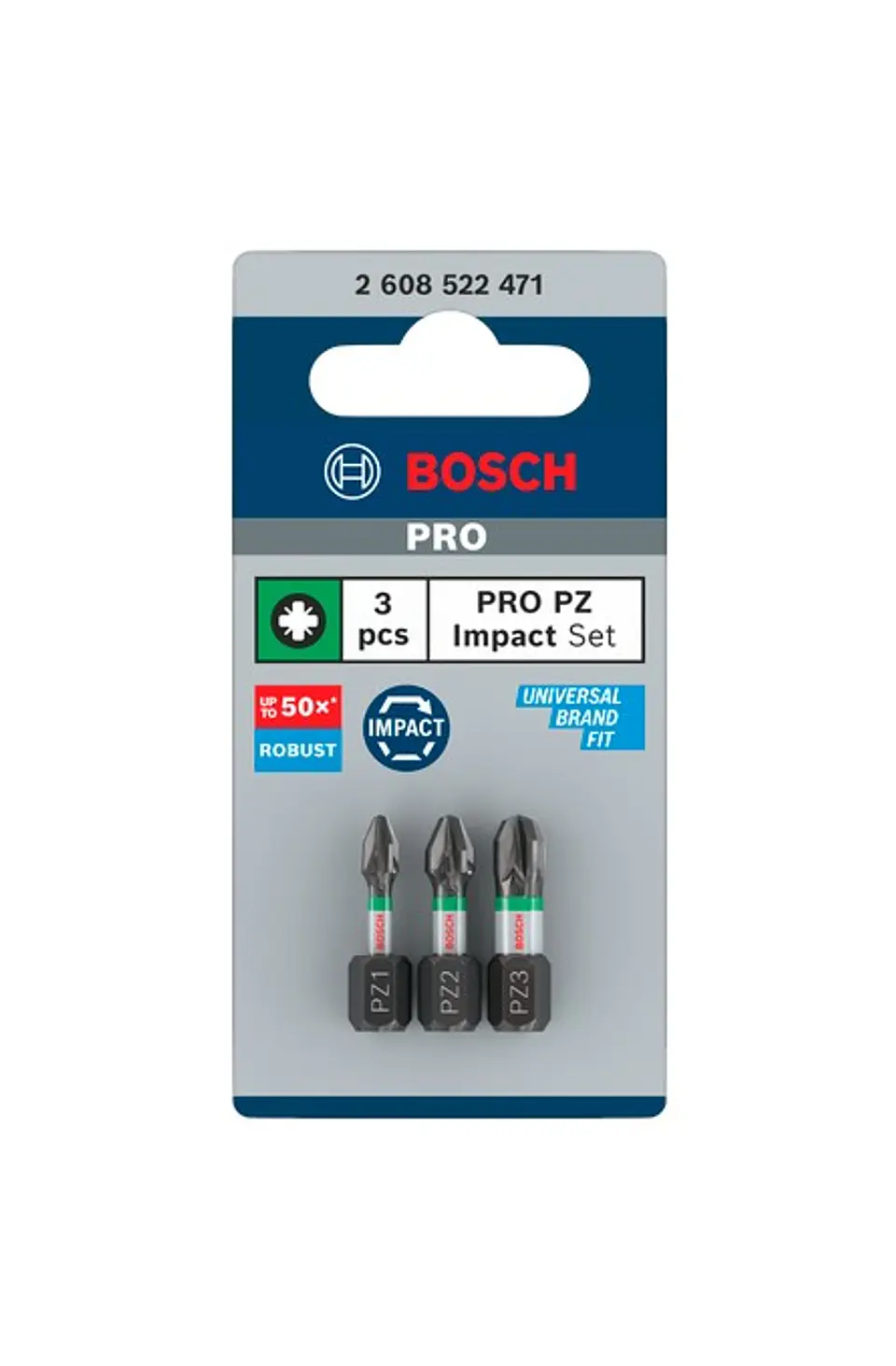 Ponta de aparafusar PRO Impact PZ3 10 x 55mm (3 unids) BOSCH 3