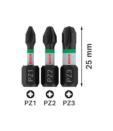 Ponta de aparafusar PRO Impact PZ3 10 x 55mm (3 unids) BOSCH