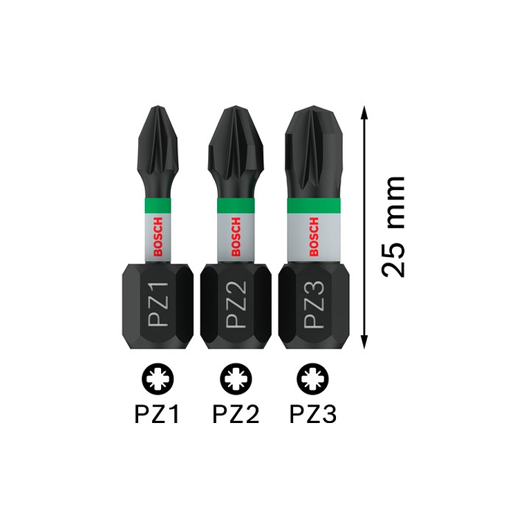 Ponta de aparafusar PRO Impact PZ3 10 x 55mm (3 unids) BOSCH 2