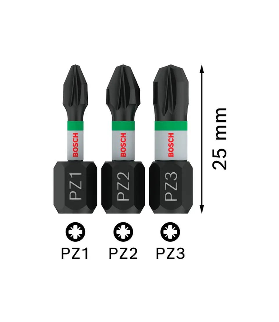 Ponta de aparafusar PRO Impact PZ3 10 x 55mm (3 unids) BOSCH 2
