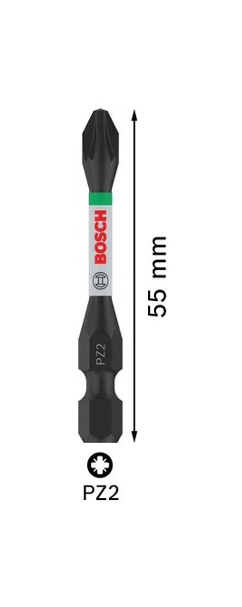 Ponta de aparafusar PRO Impact PZ2 x 55mm (2 unids) BOSCH