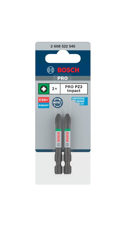 Ponta de aparafusar PRO Impact PZ3 x 55mm (2 unids) BOSCH