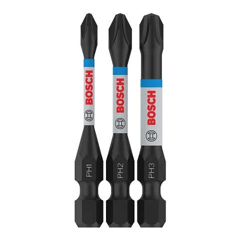 Ponta de aparafusar PRO Impact PH1 / PH2 / PH3 x (3 unids) BOSCH